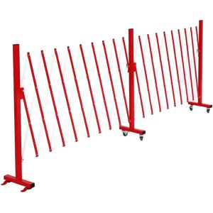 Alu Absperrgitter HHG 979, Scherengitter Schutzgitter mit Rollen, ausziehbar 110x60-500cm rot-weiß - red