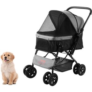 VEVOR Hundebuggy 50x85x97cm Hundewagen 20kg Tragfähigkeit Faltbarer Hundetrolley Aluminium-Rahmen 600D Oxford-Gewebe Nylon-Netzfenster 4 EVA-Räder Hundebox