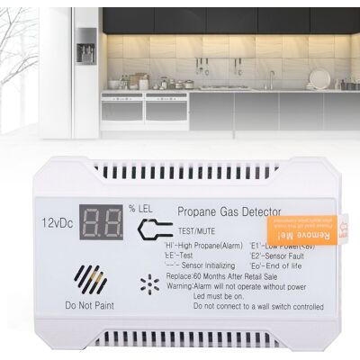 JUTE Brenngasdetektor Mit Leistungsstarkem 85 Db Alarm, Weißer 12 V Sensor. JUTE Brenngasdetektor Mit Leistungsstarkem 85 Db Alarm, Weißer 12 V Sensor.