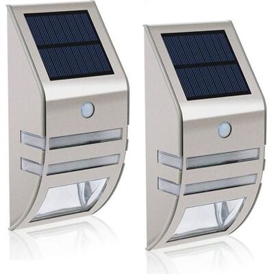 OEM 2er-set Ip44 Wasserdichte Led-solar-wandleuchten – Edelstahl – 90°-bewegungsmelder, 5 M Reichweite – Außenbeleuchtung Für Garten Und Terrasse OEM 2er-set Ip44 Wasserdichte Led-solar-wandleuchten – Edelstahl – 90°-bewegungsmelder, 5 M Reichweite – Außenbeleuchtung Für Garten Und Terrasse