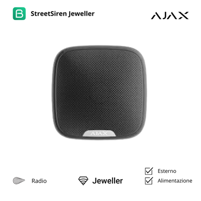 38179 - Jeweller - Streetsiren - Drahtlose Außensirene - Farbe Black - Ajax Drahtlose Sicherheit 38179 - Jeweller - Streetsiren - Drahtlose Außensirene - Farbe Black - Ajax Drahtlose Sicherheit