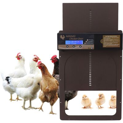 JUTE Automatische Hühnerstalltür Mit Solarbetriebenem Timer, Ip45 Wasserdichte Haustiertür Aus Aluminiumlegierung, Kaffeefarben. JUTE Automatische Hühnerstalltür Mit Solarbetriebenem Timer, Ip45 Wasserdichte Haustiertür Aus Aluminiumlegierung, Kaffeefarben.