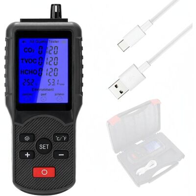 OEM Luftqualitätsanalysator Co2 Tvoc Hcho-detektor Innenraumluftfeuchtigkeit Temperatur Lcd-bildschirm Tragbarer Sensor Für Auto OEM Luftqualitätsanalysator Co2 Tvoc Hcho-detektor Innenraumluftfeuchtigkeit Temperatur Lcd-bildschirm Tragbarer Sensor Für Auto