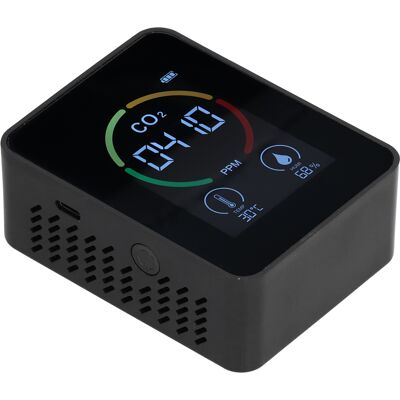 HEAT Wiederaufladbarer, Intelligenter Co2-detektor Per Usb, Infrarot-temperatur-, Feuchtigkeits- Und Luftqualitätsmonitor, Schwarz HEAT Wiederaufladbarer, Intelligenter Co2-detektor Per Usb, Infrarot-temperatur-, Feuchtigkeits- Und Luftqualitätsmonitor, Schwarz