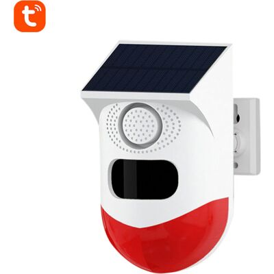 OEM Tuya Wifi Solarbetriebener Drahtloser Infrarot-bewegungsmelder Mit Blitzsirene Und 120-db-alarm, Wasserdicht, Pir-sensor OEM Tuya Wifi Solarbetriebener Drahtloser Infrarot-bewegungsmelder Mit Blitzsirene Und 120-db-alarm, Wasserdicht, Pir-sensor