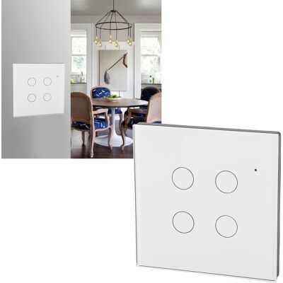 JUTE Weißes Vierkanaliges Relais Typ 86, Wifi Smart Switch Graffiti Neutralleiter/einzeldraht Rf433 Ac100-250v/10a, Relais Typ 86, Touch-steuerung, Alexa/google Sprachsteuerung. JUTE Weißes Vierkanaliges Relais Typ 86, Wifi Smart Switch Graffiti Neutralleiter/einzeldraht Rf433 Ac100-250v/10a, Relais Typ 86, Touch-steuerung, Alexa/google Sprachsteuerung.