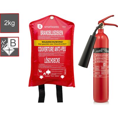 Smartwares Set: Co2-feuerlöscher, Brandklasse B, Bsi Prüfzeichen, 2kg + Löschdecke Smartwares Set: Co2-feuerlöscher, Brandklasse B, Bsi Prüfzeichen, 2kg + Löschdecke