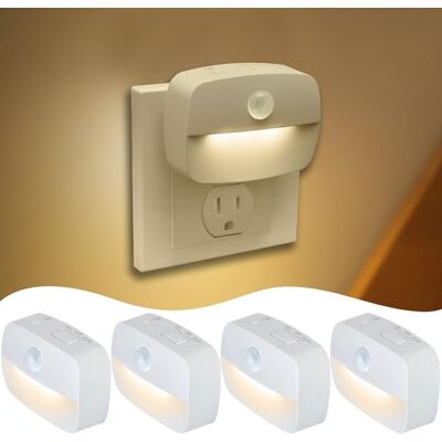 OEM Nachtlicht Mit Bewegungsmelder Und Vier Steckdosen, Stufenloses Dimmen Von 10 Bis 60 Lumen, Drei Modi Mit Speicherfunktion, Automatische Dämmerungsschaltung, Für Schlafzimmer Und Flure OEM Nachtlicht Mit Bewegungsmelder Und Vier Steckdosen, Stufenloses Dimmen Von 10 Bis 60 Lumen, Drei Modi Mit Speicherfunktion, Automatische Dämmerungsschaltung, Für Schlafzimmer Und Flure