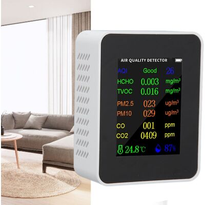 JUTE Formaldehyd-detektor, Kohlendioxid-detektor, Pm2,5- Und Tvoc-alarm, Aqico Außenluftqualitäts-temperatur- Und Feuchtigkeitsdetektor, Tragbarer Detektor Für Verschiedene Anlässe, Weiß. JUTE Formaldehyd-detektor, Kohlendioxid-detektor, Pm2,5- Und Tvoc-alarm, Aqico Außenluftqualitäts-temperatur- Und Feuchtigkeitsdetektor, Tragbarer Detektor Für Verschiedene Anlässe, Weiß.