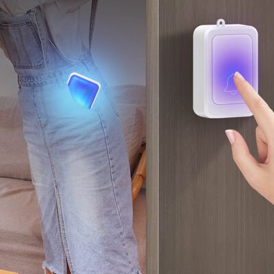 JUTE Kabellose, Led-beleuchtete Türklingel Mit Batteriebetriebenem Rufknopf Für Gehörlose Und Ältere Menschen. JUTE Kabellose, Led-beleuchtete Türklingel Mit Batteriebetriebenem Rufknopf Für Gehörlose Und Ältere Menschen.
