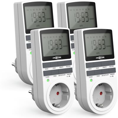 4x Digitale Wochenzeitschaltuhr, Lcd-display 3680w, 10 Schaltzeiteiten - Ansmann 4x Digitale Wochenzeitschaltuhr, Lcd-display 3680w, 10 Schaltzeiteiten - Ansmann