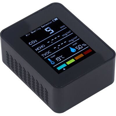 HEAT Schwarzer Co2-detektor Mit Lcd-display, Tvoc- Und Hcho-anzeige Für Temperatur, Luftfeuchtigkeit Und Luftqualität HEAT Schwarzer Co2-detektor Mit Lcd-display, Tvoc- Und Hcho-anzeige Für Temperatur, Luftfeuchtigkeit Und Luftqualität