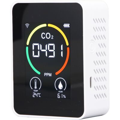 HEAT Tragbarer Co₂-detektor, Batteriebetrieben, Temperatur- Und Feuchtigkeitsmesser, Luftqualitätsmonitor, Infrarot-smart-wlan-sensor, Weiß HEAT Tragbarer Co₂-detektor, Batteriebetrieben, Temperatur- Und Feuchtigkeitsmesser, Luftqualitätsmonitor, Infrarot-smart-wlan-sensor, Weiß