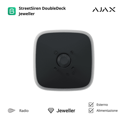 38181 - Jeweller - Streetsiren Doubledeck - Drahtlose Außensirene Mit Anpassbarer Frontplatte. Hinweis: Brandplates Werden Separat Verkauft - Farbe Black - Ajax Drahtlose Sicherheit 38181 - Jeweller - Streetsiren Doubledeck - Drahtlose Außensirene Mit Anpassbarer Frontplatte. Hinweis: Brandplates Werden Separat Verkauft - Farbe Black - Ajax Drahtlose Sicherheit