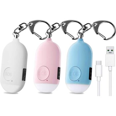 LONGZIMING X 130 Db Notrufgeräte, Wiederaufladbare Sicherheitsalarme Mit Led-taschenlampe, Diebstahlsicherung, Für Frauen, Kinder, Senioren Und Abenteurer – Rosa Und Weiß LONGZIMING X 130 Db Notrufgeräte, Wiederaufladbare Sicherheitsalarme Mit Led-taschenlampe, Diebstahlsicherung, Für Frauen, Kinder, Senioren Und Abenteurer – Rosa Und Weiß