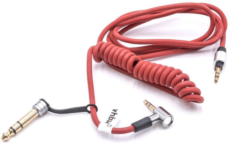 vhbw Audio AUX Kabel kompatibel mit Monster Beats by Dr. Dre Solo 2, Solo 3 Kopfhörer - Audiokabel 3,5 mm Klinkenstecker auf 6,3 mm, 150 cm Rot