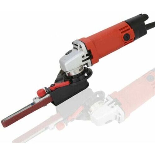 Ensoleille Bandschleifer für 115/125-mm-Winkelschleifer, 800 W Leistung, 15 mm Bandbreite, 3 Schleifbänder im Lieferumfang enthalten, M14-Adapter