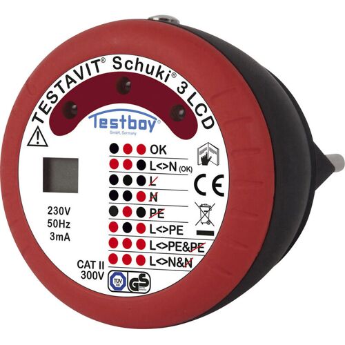 Testboy - Testavit Schuki 3 lcd Steckdosentester cat ii 300 v led, lcd