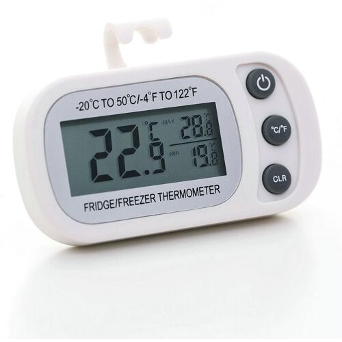 ANPVIZ Thermometer, Kühlschrankthermometer, LCD-Display, digitales, wasserdichtes Gefrierschrankthermometer mit magnetischem Haken, weißes