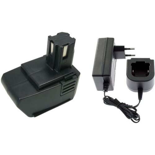 Trade-Shop 2in1 Set: Ni-MH Akku 9,6V / 2000mAh + Ladegerät inkl. Netzteil für Hilti SF-100 SF-100A SB-10 BD-2000 ersetzt SPB105 00315078 00334584