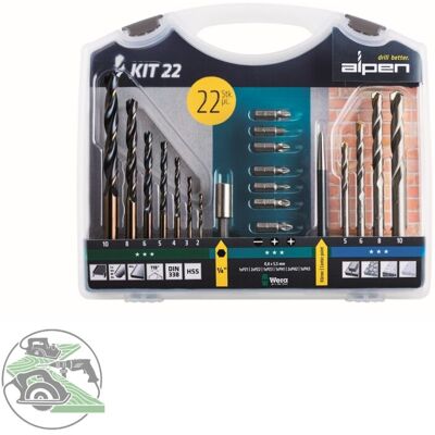 Alpen - Bohr- Und Schraubset Kit 22 Mit Kunststoffkoffer 22-tlg Mz-set, Bits Alpen - Bohr- Und Schraubset Kit 22 Mit Kunststoffkoffer 22-tlg Mz-set, Bits