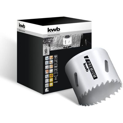 Kwb - Hss Bi-metall-lochsäge Ø 51 Mm, 8% Kobaltlegiert Mit Progressiver Vario-zahnung Und Hoher Präzision Für Den Vielseitigen Einsatz Kwb - Hss Bi-metall-lochsäge Ø 51 Mm, 8% Kobaltlegiert Mit Progressiver Vario-zahnung Und Hoher Präzision Für Den Vielseitigen Einsatz
