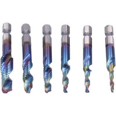 HEAT 6-teiliges Set Blauer Spiralgewindebohrer Aus Hss (hochleistungs-schnellstahl) Nach Britischem System HEAT 6-teiliges Set Blauer Spiralgewindebohrer Aus Hss (hochleistungs-schnellstahl) Nach Britischem System