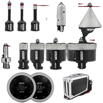 OEM Betonbohrer, Langlebiges Diamantmaterial, Komplettset, 12-teilig, Transportkoffer, M14-gewinde OEM Betonbohrer, Langlebiges Diamantmaterial, Komplettset, 12-teilig, Transportkoffer, M14-gewinde