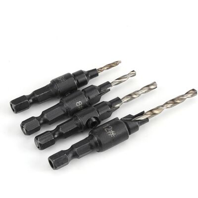 HEAT 1/4"-hss-sechskant-bohrer, Schnellwechselsystem, Holzfräser Nr. 6, 8, 10 Und 12, 4er-set Holzbohrwerkzeuge HEAT 1/4"-hss-sechskant-bohrer, Schnellwechselsystem, Holzfräser Nr. 6, 8, 10 Und 12, 4er-set Holzbohrwerkzeuge