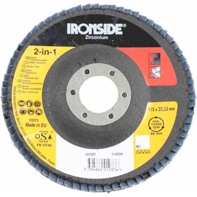 Ironside Fächerschleifscheibe Ø115 K40 Ironside Fächerschleifscheibe Ø115 K40