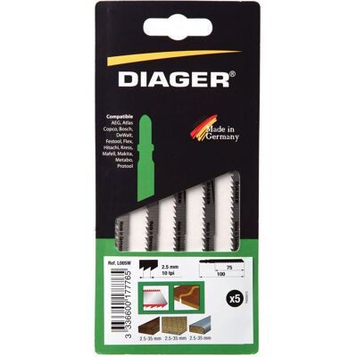 DIAGER 5er-pack Stichsägeblätter Für Laubsägearbeiten - L005w5 DIAGER 5er-pack Stichsägeblätter Für Laubsägearbeiten - L005w5