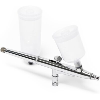 Wiltec Airbrush Pistole Typ 131 Mit Double Action Funktion, Düse Ø 0,3 Mm, 2 Farbbecher, Adapter Für Modellbau, Nailart Usw. Wiltec Airbrush Pistole Typ 131 Mit Double Action Funktion, Düse Ø 0,3 Mm, 2 Farbbecher, Adapter Für Modellbau, Nailart Usw.