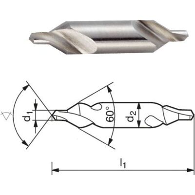 Elmag Zentrierbohrer Din 333 Form A, Bohr.ø 1,25 X Schaft.ø 3,15mm, , L=31,50mm, Spiralgenutet, 60° Senkwinkel, Rechtsschneidend, Aus Hss Elmag Zentrierbohrer Din 333 Form A, Bohr.ø 1,25 X Schaft.ø 3,15mm, , L=31,50mm, Spiralgenutet, 60° Senkwinkel, Rechtsschneidend, Aus Hss