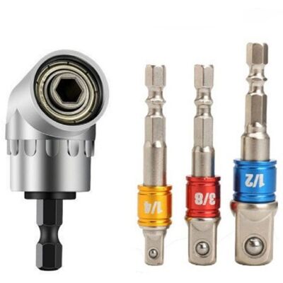 CARMDERING 1 Rechtwinkliger Bohrer Und 3 Steckschlüsseladapter (1/2", 3/8", 1/4"), 105°-magnet-schnellwechsel-winkelschraubendreher-set, Zubehör Für Elektrische Bohrmaschinen CARMDERING 1 Rechtwinkliger Bohrer Und 3 Steckschlüsseladapter (1/2", 3/8", 1/4"), 105°-magnet-schnellwechsel-winkelschraubendreher-set, Zubehör Für Elektrische Bohrmaschinen