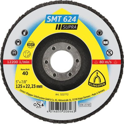 Klingspor SMT624 125 mm Schleifplatte - Gewölbt, Körnung 40, Stahl/Edelstahl Klingspor SMT624 125 mm Schleifplatte - Gewölbt, Körnung 40, Stahl/Edelstahl