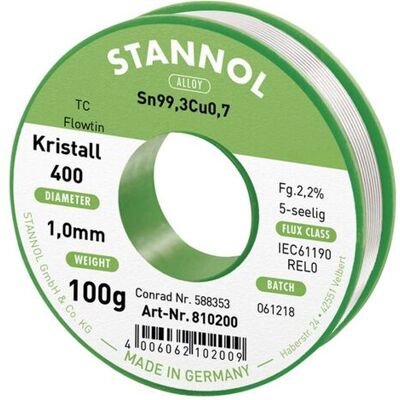 Stannol Stannol 810200 Flowtin TC Lötzinn Sn99Cu1 - Lötzinn Stannol Stannol 810200 Flowtin TC Lötzinn Sn99Cu1 - Lötzinn
