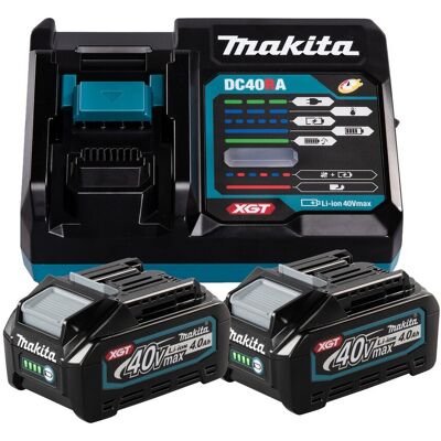 Makita - Akku Power Source Kit 2 X 4,0 Ah, Xgt 40 V Max 40 V Max • Li–ionen • 4,0 Ah • 2 Akkus Makita - Akku Power Source Kit 2 X 4,0 Ah, Xgt 40 V Max 40 V Max • Li–ionen • 4,0 Ah • 2 Akkus