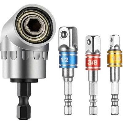 TORMATOR 1 Rechtwinkliger Bohrer Und 3 Steckschlüsseladapter (1/2", 3/8", 1/4"), 105°-magnet-schnellwechsel-winkelschraubendreher-set, Zubehör Für Elektrische Bohrmaschinen TORMATOR 1 Rechtwinkliger Bohrer Und 3 Steckschlüsseladapter (1/2", 3/8", 1/4"), 105°-magnet-schnellwechsel-winkelschraubendreher-set, Zubehör Für Elektrische Bohrmaschinen