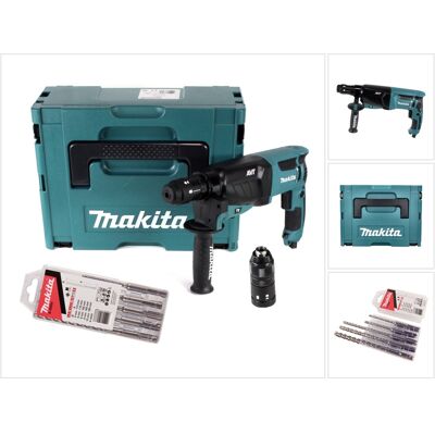 Makita Hr 2631 Ftj Kombihammer 800 W 2,4 J Sds Plus + Schnellspannfutter + 5 Tlg. Bohrer Set + Makpac Makita Hr 2631 Ftj Kombihammer 800 W 2,4 J Sds Plus + Schnellspannfutter + 5 Tlg. Bohrer Set + Makpac