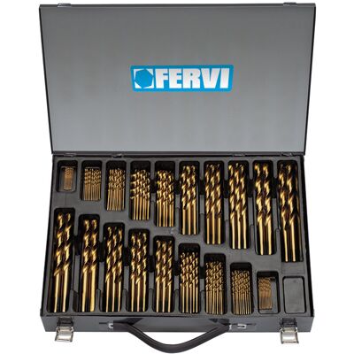 Fervi P058/170 Bohrersatz - 170 Stück, Titandekoriert, 1-10mm Fervi P058/170 Bohrersatz - 170 Stück, Titandekoriert, 1-10mm