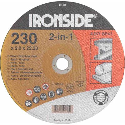 Ironside Trennscheibe 230 X 2,0 X 22 Mm Für Stahl + Inox Ironside Trennscheibe 230 X 2,0 X 22 Mm Für Stahl + Inox