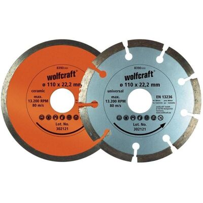 Satz Von 2 Diamant-trennscheiben Ø 110mm 8390000 Wolfcraft Satz Von 2 Diamant-trennscheiben Ø 110mm 8390000 Wolfcraft