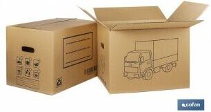 Cofan - Caja de cartÓn para mudanza con asa troquel 40x30x30 cm