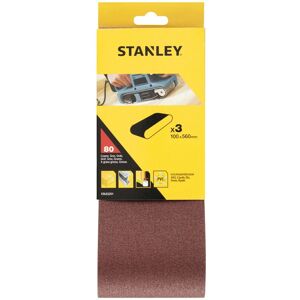 Stanley 3 Sandpapierbänder. 100 x 560 mm. Grano 80.