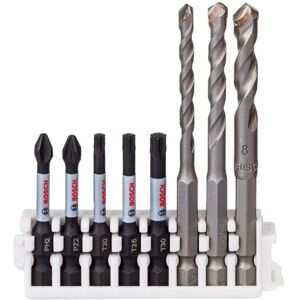 Bosch Professional Impact Control Schrauber Bit & HEX-9 Ceramic Bohrer Set (8-tlg., 1 x PH2 / PZ2 / T20 / T25 / T30, Länge: 50 mm, 1 x HEX-9 Bohrer ø 5 / 6