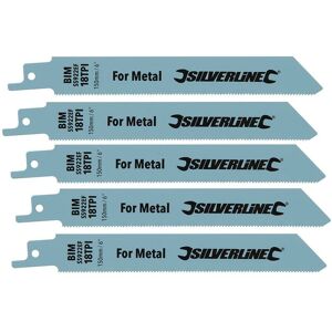 Silverline - Säbelsägeblätter für Metall, 5er-Pckg. Bimetall, 18 ZpZ, 150 mm