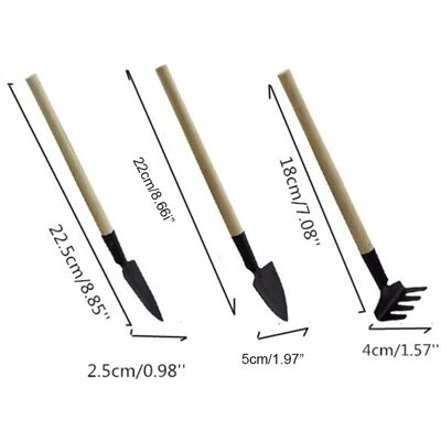 HEAT Set Aus 3 Mini-gartengeräten Mit Holzgriffen: Schaufel, Spaten, Rechen Und Pflanzkelle, Manuelles Gartenset HEAT Set Aus 3 Mini-gartengeräten Mit Holzgriffen: Schaufel, Spaten, Rechen Und Pflanzkelle, Manuelles Gartenset
