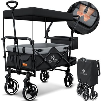 Bollerwagen Faltbar Gts-9100 Mit Dach Handwagen Transportwagen Klappbar Inkl. 2x 3-punkt Gurtsystem 360° Vollgummi-reifen Schwarz/grau - Kesser Bollerwagen Faltbar Gts-9100 Mit Dach Handwagen Transportwagen Klappbar Inkl. 2x 3-punkt Gurtsystem 360° Vollgummi-reifen Schwarz/grau - Kesser