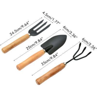 HEAT 3-teiliges Mini-gartenwerkzeug-set Mit Holzgriff, Bestehend Aus Schaufel, Rechen Und Gabel Für Zimmerpflanzen Und Topfpflanzen HEAT 3-teiliges Mini-gartenwerkzeug-set Mit Holzgriff, Bestehend Aus Schaufel, Rechen Und Gabel Für Zimmerpflanzen Und Topfpflanzen