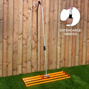 Monster Shop - Rasenrakel 100cm x 32cm Levelingrake Rasen Rake Rakel zum Sanden Stahl Orange Flächenebener Verzinkter Stahl 1,2–1,9m Verlängerbarer